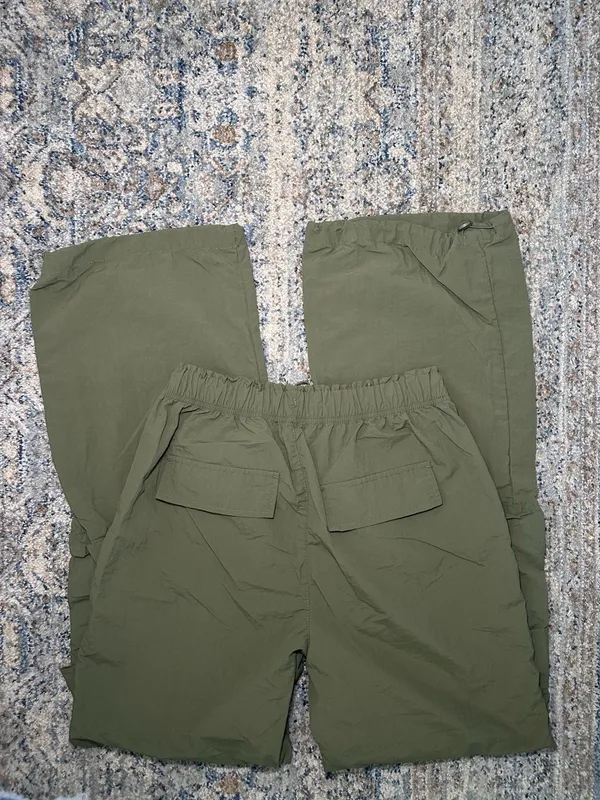 Love Tree Women's Olive Green Cargo Pants Size M Elastic Waist Drawstring - Image 4