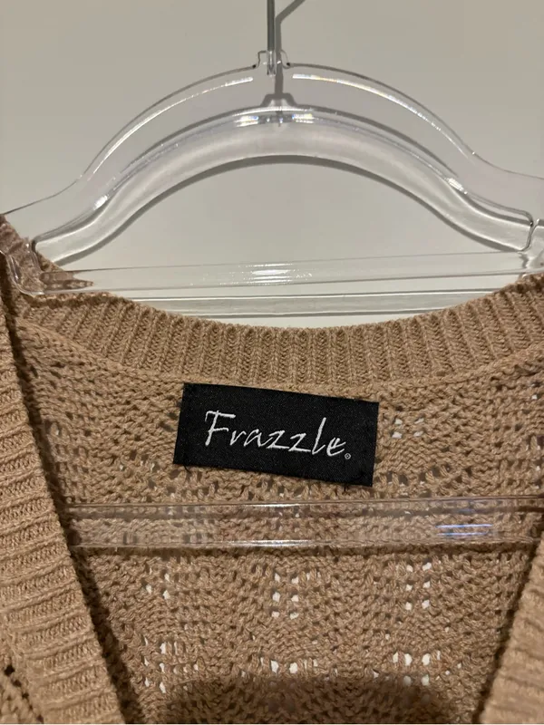 Frazzle Open-Knit‎ Sleeveless Sweater tan size small - Image 3