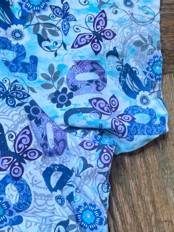 UA Scrubs Butter-Soft Blue Butterfly Hope Scrub Top L ~ Nurse Uniform - Image 6