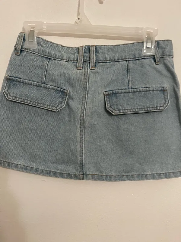 Rewash Light Blue Mini Skirt with Utility Pockets  - Image 5