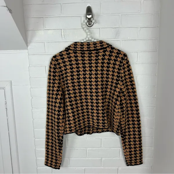 House Of Harlow Houndstooth Knit Cropped Jacket Size S - Image 9