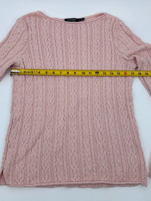 Ralph Lauren Pink Cable-Knit Crewneck Sweater - Image 5