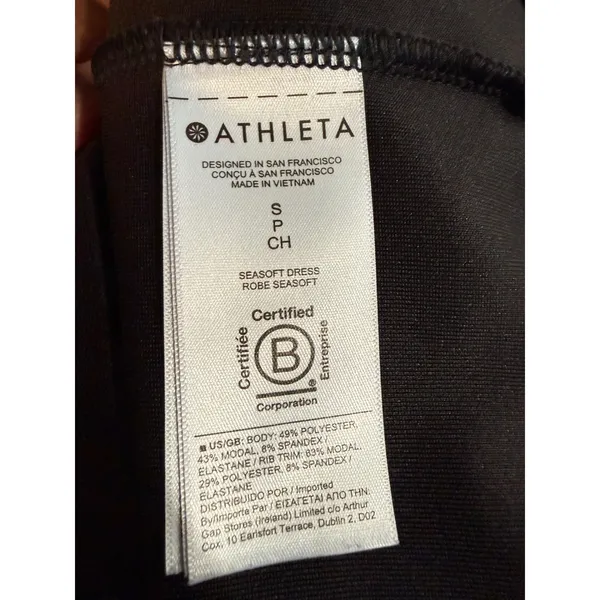 Athleta Seasoft‎ Dress Black Long Sleeve V Neck Pockets Size S - Image 8
