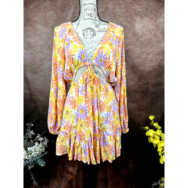 L*Space Feelin Fine Cut Outs Tie Front Dress Oopsie Daisy L - Image 6