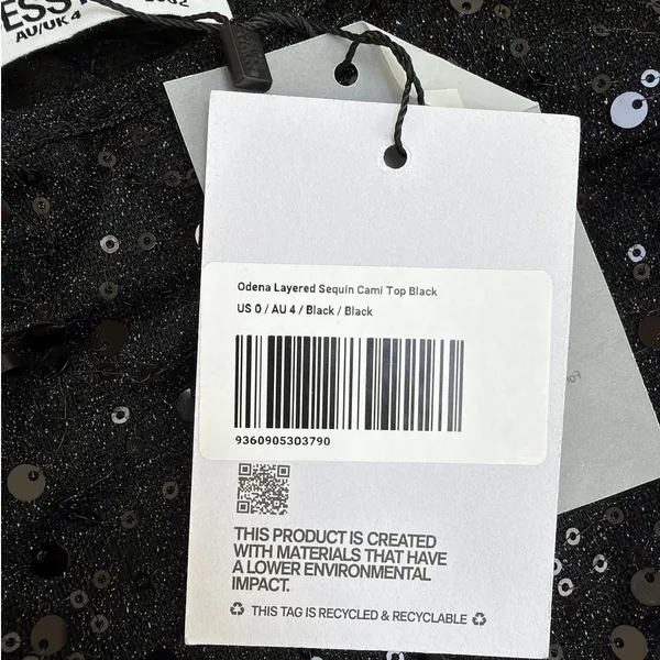 Princess Polly Cami Top Layered Sequins Odena Size US0 Black - Image 5