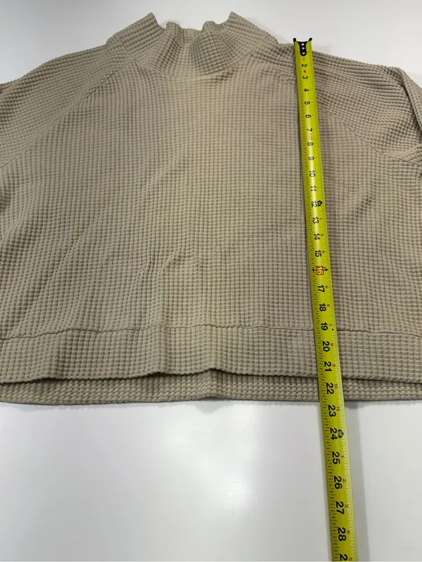 The North Face Women's Waffle-Knit Long Sleeve Pullover in Beige Size XL - Image 3