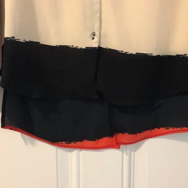 Zara Black, Ivory and Orange Button Down Blouse - Image 4