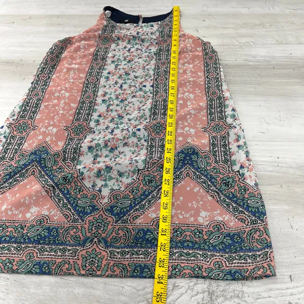 Iz Byer Flowy Lightweight Boho Floral Pink Blue Sleeveless Shift Tunic Dress - Image 9
