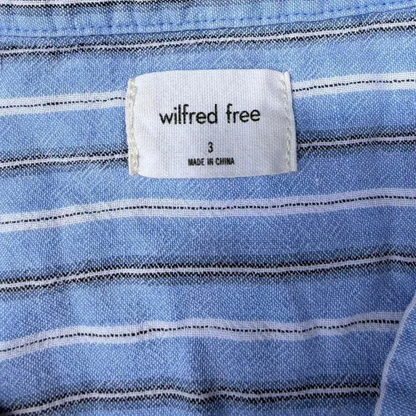 Aritzia Wilfred Free blue linen striped button up shirt Size 3 / XL - Image 4