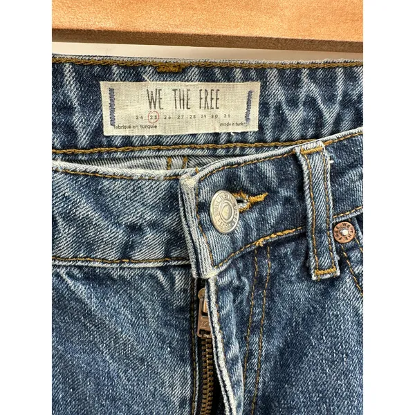 Free People We The‎ Free Denim Tapered Mom jeans Raw Hem Cotton Women Size 25 - Image 5