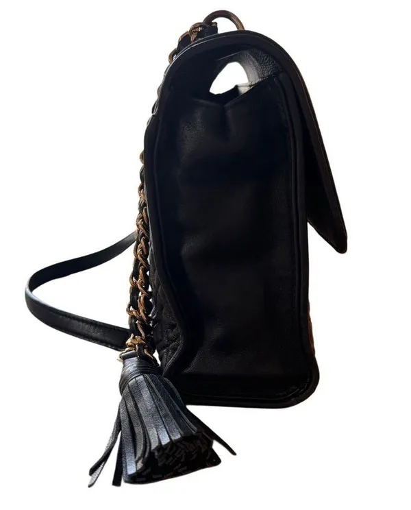 Black Tory Burch Fleming Convertible Bag Quilted Leather Crossbody or Shoulder - Image 7