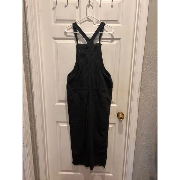 Aerie Werk & Play Twill Overalls Charcoal Gray Cotton Overalls Frayed Hem Size M - Image 5