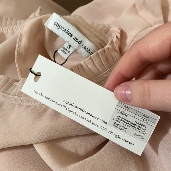 Cupcakes and Cashmere Malina pleated detail chiffon shift dress in tea rose sz S - Image 15