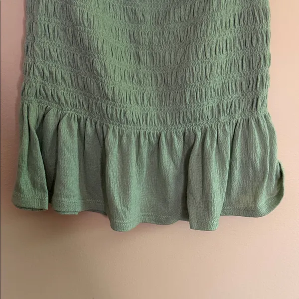 Rewind Olive Green Smocked Peplum Crop Top - Image 6