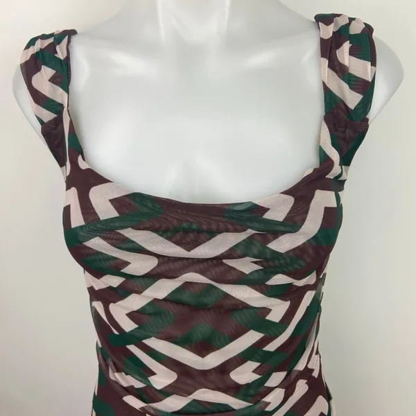 Tiger Mist NWT Multicolor Sleeveless Ruched Slit Open Back Mini Bodycon Dress XS - Image 3