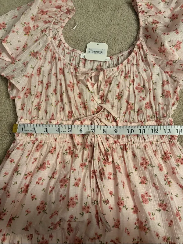 Altar’d State Pink Floral Mini Dress boho Flutter Sleeve Cottagecore large NWT - Image 12