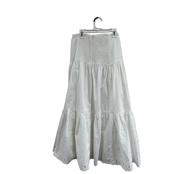 En Saison Byblos White Eyelet Tiered Midi‎ Skirt Cotton Boho Sz M NWT - Image 4