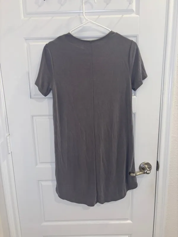 Abercrombie & Fitch Gray Pocket T-Shirt Dress XS Soft Casual Mini - Image 3