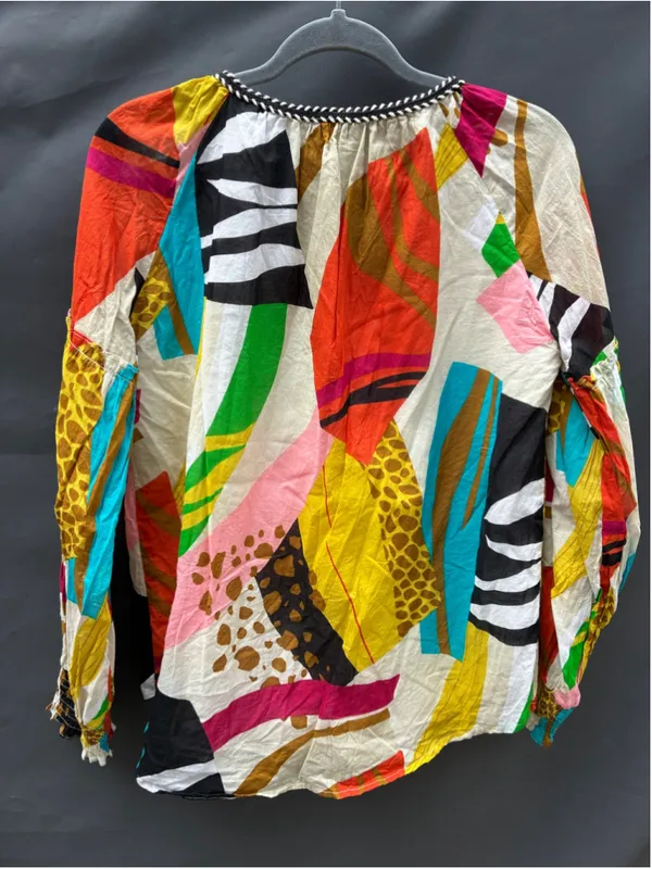 Women's Fate Multi-Color Abstract Print Blouse Size M - Image 5