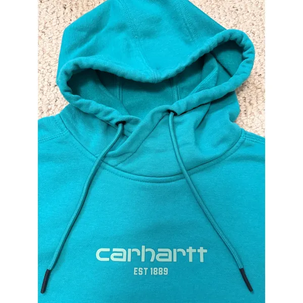 Carhartt Force Teal Hoodie Womens S Relaxed Fit Workwear Gorpcore TS5569 - Image 7