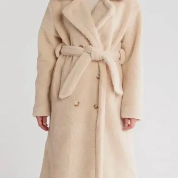 NWT BLANKNYC Women’s Neutral Oat Button Tie Double Breasted Peacoat Coat Jacket - Image 3