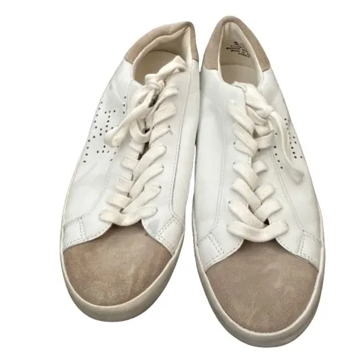 Sam Edelman Aubrie Sneakers Low Top Leather Suede‎ Cap Toe White Tan Size 7 - Image 2
