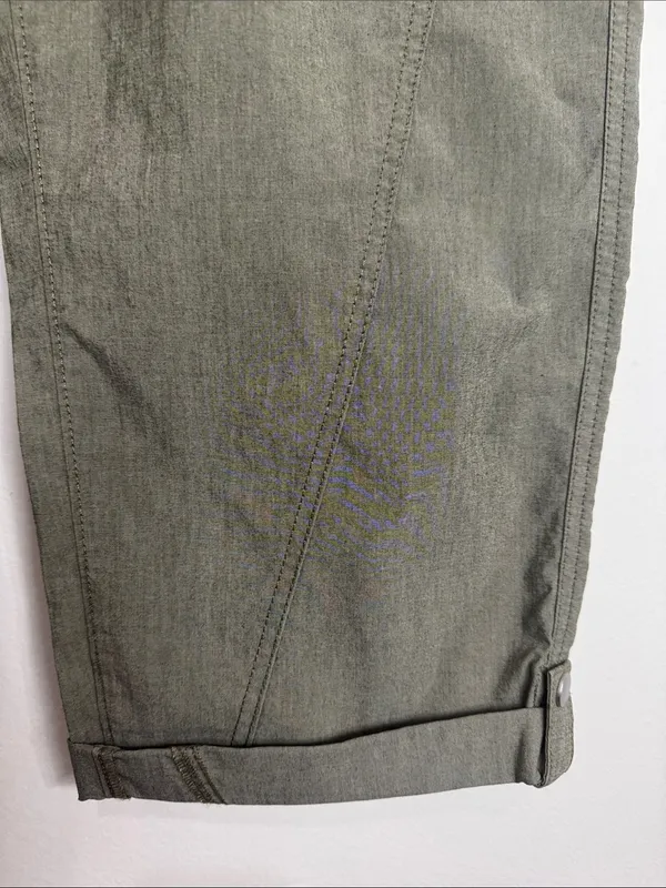 Chico’s Cuffed Cropped Tab Olive Green Seamed Pants elastic waistband Cotton 10 - Image 9