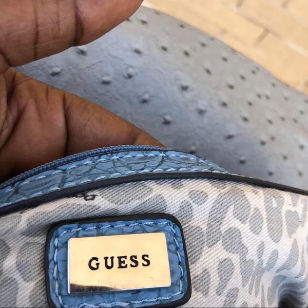 RARE Y2K GUESS Goth Grunge Mcbling Bimbo shoulder hand bag purse Ostrich Leather Western Hobo 2000s - Image 7