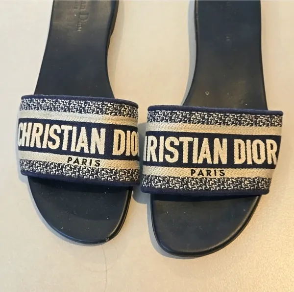 Authentic Dior D way slides Size 39.5 Deep Blue - Image 2