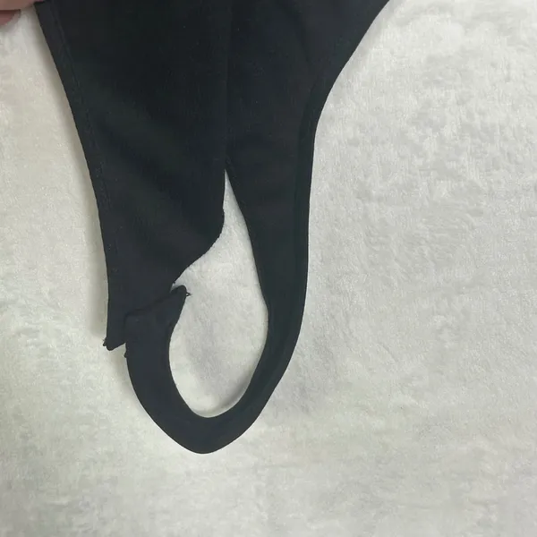 Elodie Womens Ribbed Long Sleeve Thong‎ Bodysuit Black Crew Neck XS CTSR1309 - Image 4