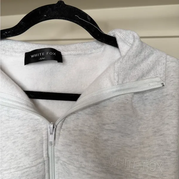 White Fox Boutique Gray Zip-Up Hoodie - Image 3