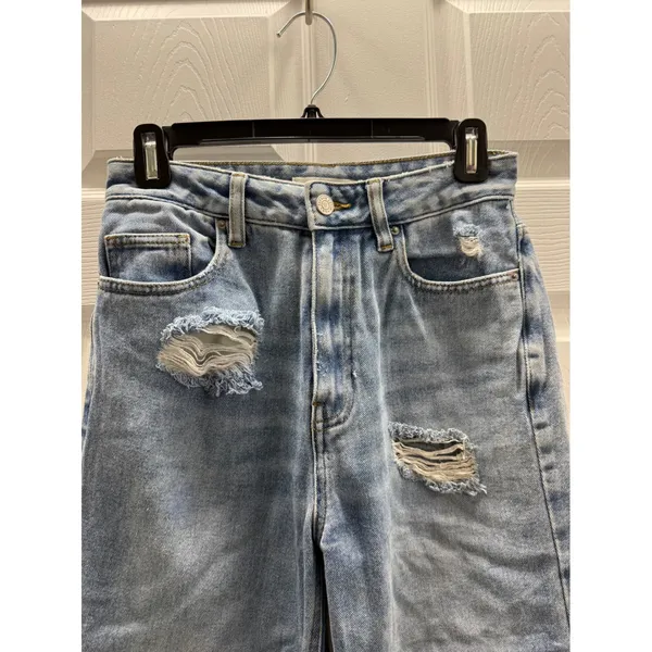 PacSun 90s Boyfriend Jeans Women 26 Light Wash Distressed High Rise Straight Leg - Image 4