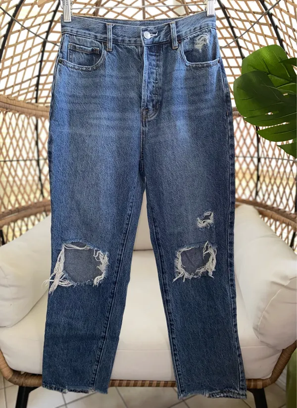 Pacsun Blue Distressed High Waisted Straight Leg Jeans Size 26 - Image 4