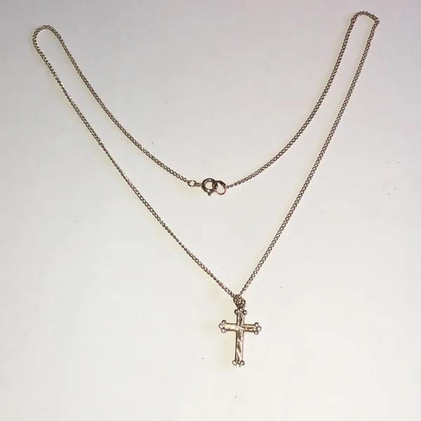 Gold Tone Dainty Cross Pendant Necklace - Image 2