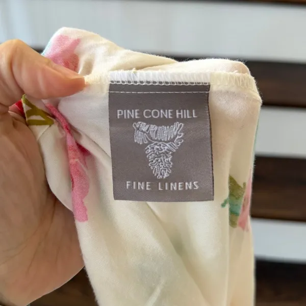 Annie Selkie Pine Cone Hill "Taffeta Floral" White Pink Boyfriend Pajama Set - Image 7