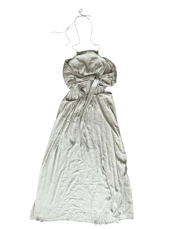 Anthropologie Women’s Halter Neck Tie Back Flowy Maxi Dress Sage Green Size M - Image 7