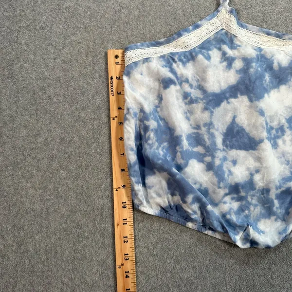 Hollister Halter Top Size X-Small Blue Sky Elastic Crop Waist Crochet Trim New - Image 5