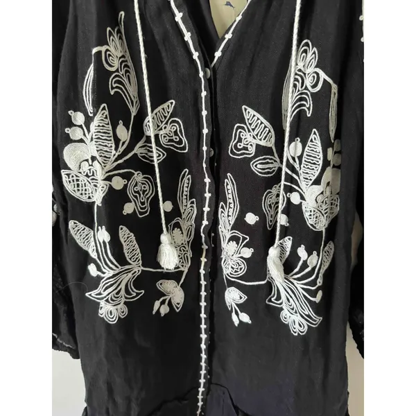 Tommy Bahama Swim Linen Tropical Cover Up Black White Size Small NEW - Image 6