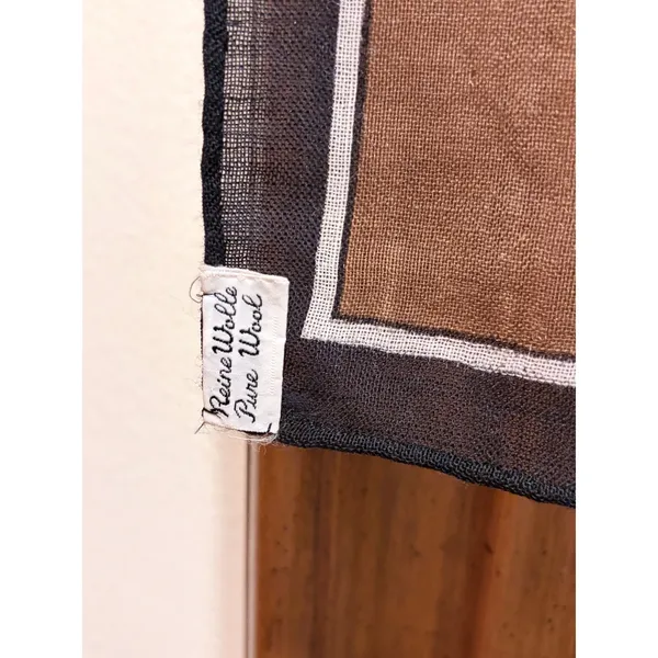 Vintage Pure Wool Scarf 32 Square Brown Gray Black Geometric Mod Colorblock - Image 6