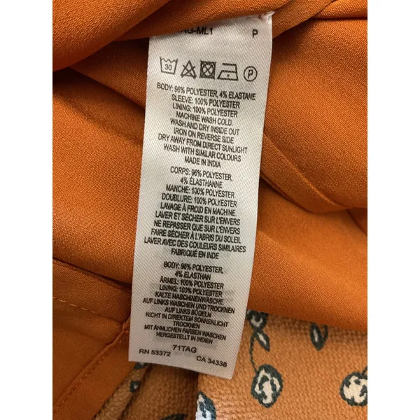 French Connection Dress Orange Floral Square Neck‎ Long Sleeve Midi - Image 9
