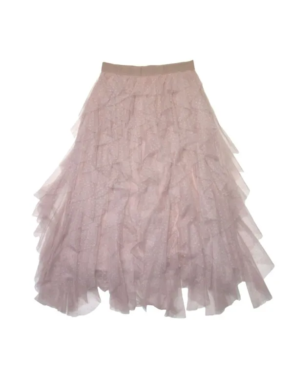 NWT by Anthropologie Evelyn Chéri Cheri in Rose Ruffled Tulle Midi Skirt L - Image 5