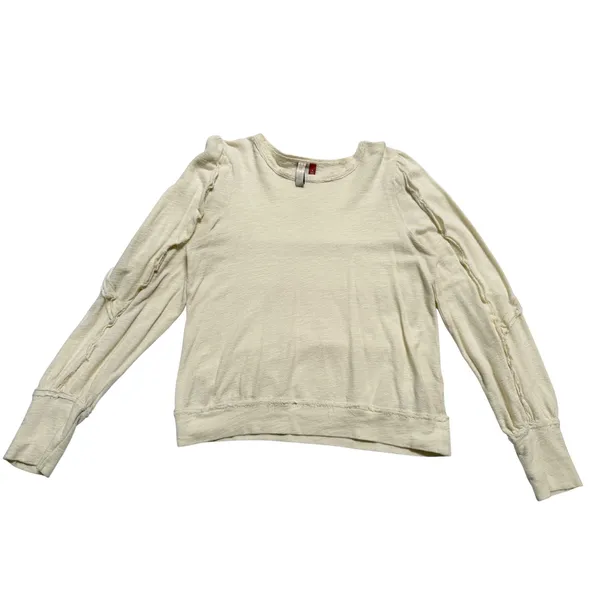 Pilcro Elsa Ruffled Top Women M Off-White Excellent Ruffle Sleeve Slub Knit - Image 4