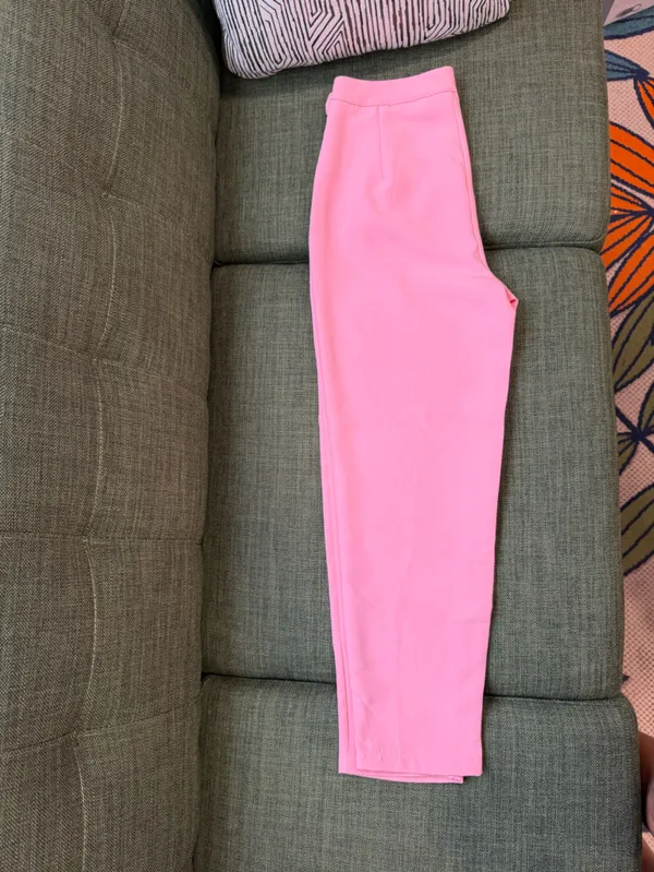 SHEIN Coral Pink Open-Front Ruched-Sleeve Blazer and cropped pant set - Image 4