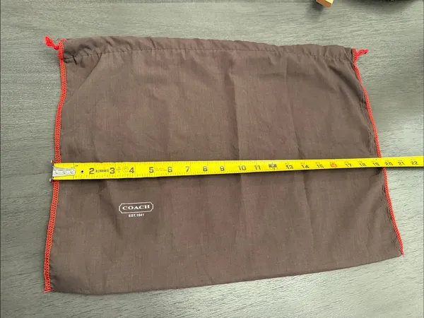 Coach Large Brown Drawstring Handbag Dust Bag Cover Red Trim‎ - Image 7