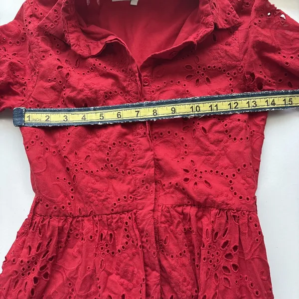 Zara Women eyelet embroidered dress Red 8420/916 Size XS x-small - Image 7