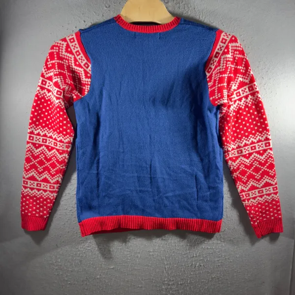 3232 | Jolly Sweaters Santa Cats Ugly Christmas Sweater Light Up Blue Women L - Image 2