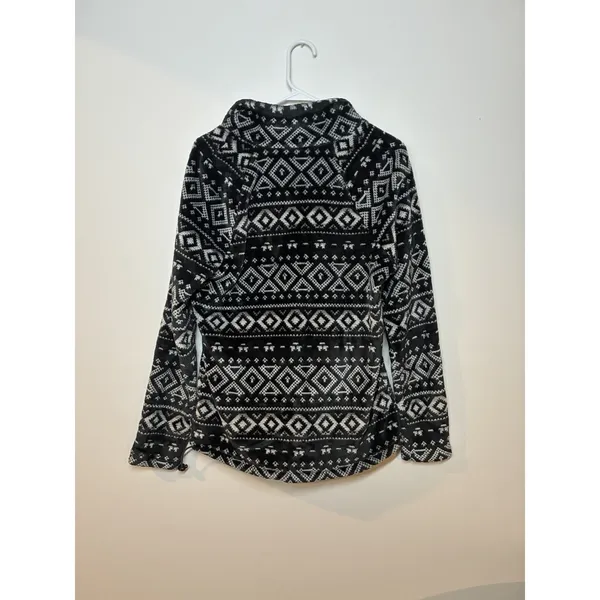 Eddie Bauer Women's Aztec 1/4 Zip Long Sleeve Fleece Pullover Size L Black - Image 4