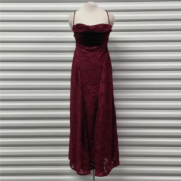AU D'AMOUR Womens Dress Size Small Burgundy Midi Open Back Cocktail Party - Image 3