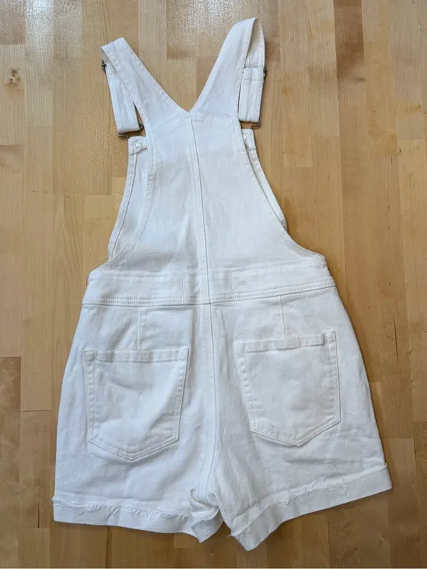 Hollister Co. White Denim Shortalls Overalls - Image 2