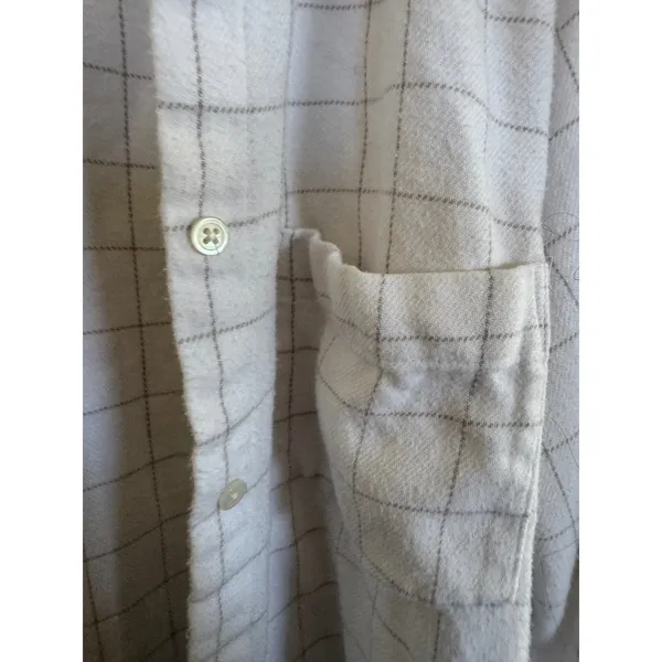 Madewell white plaid boyfriend flannel button up size xl - Image 5